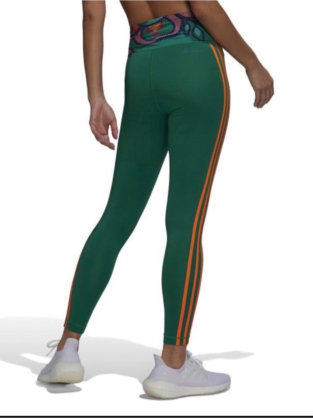 Adidas x FARM Rio AEROREADY 7/8 Leggings Green Orange - Picture 2 of 8